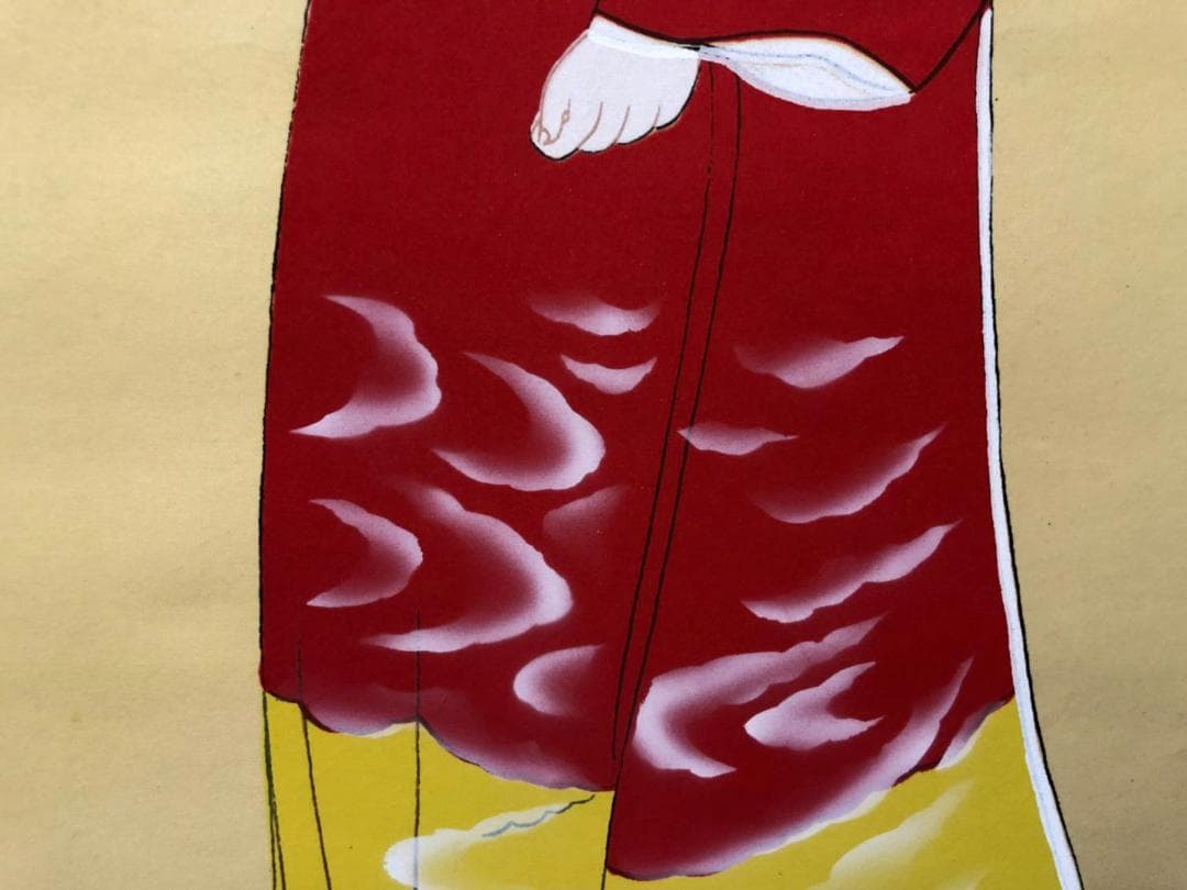 掛軸 山口芳月『序の舞 美人図』日本画 絹本 肉筆 合箱付 掛け軸 k07214