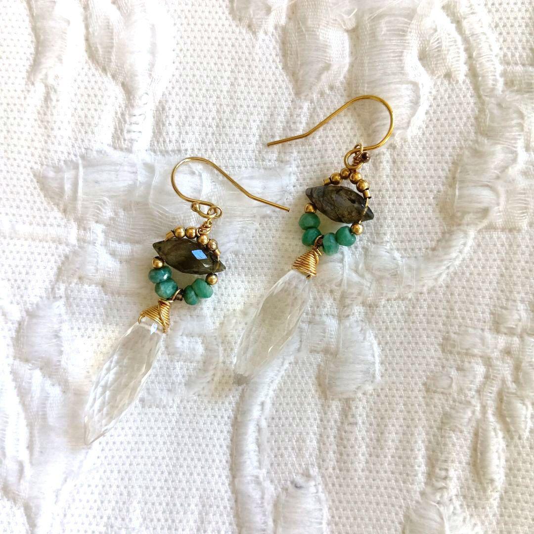 美品☆agete Eva Hanusova 限定ピアス 大粒クオーツ