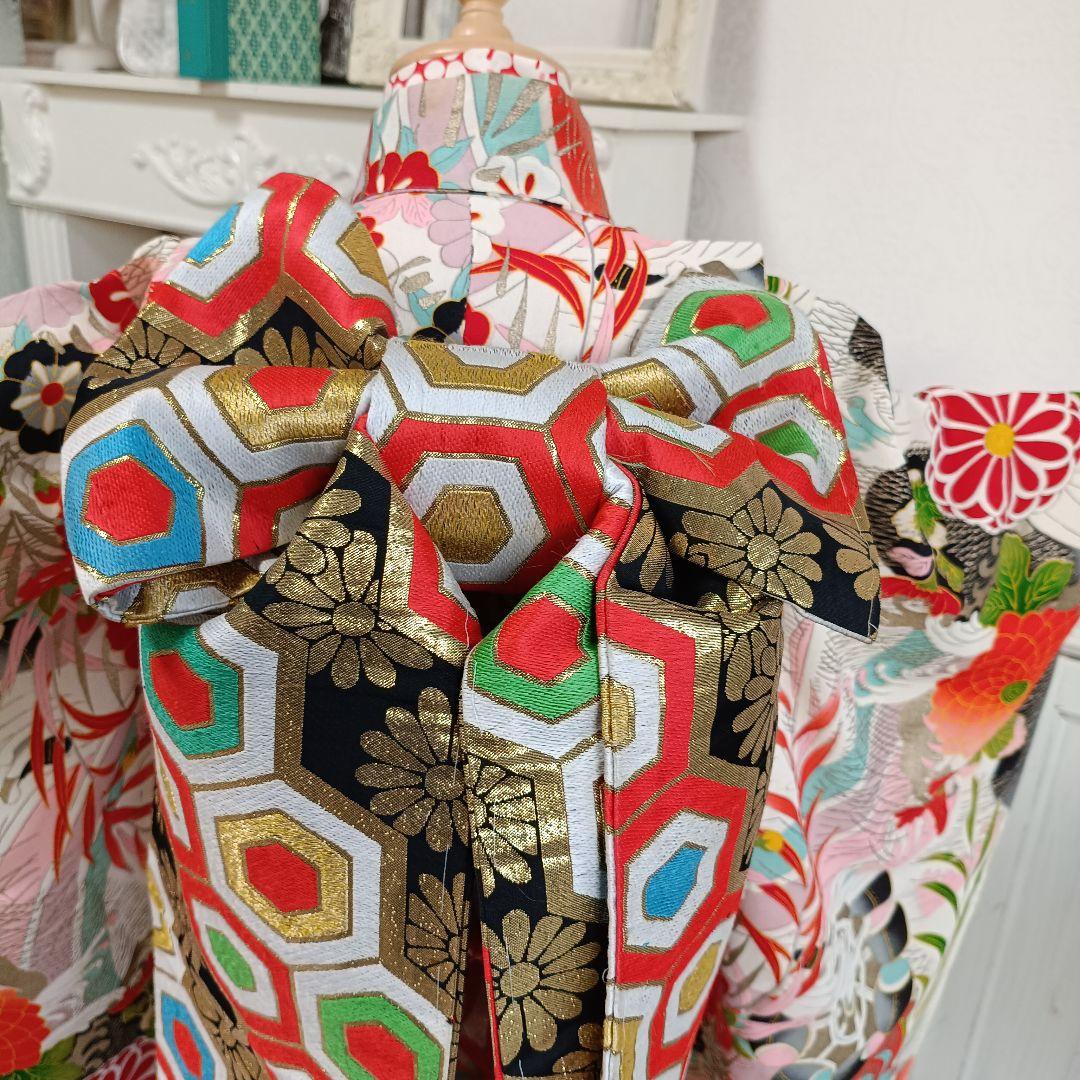 アンティーク白の着物と作り帯