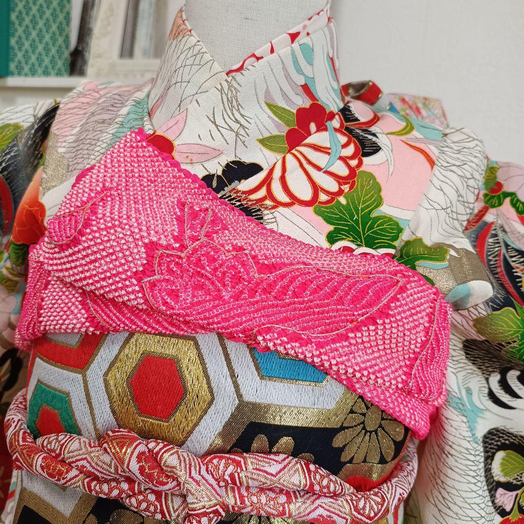 アンティーク白の着物と作り帯