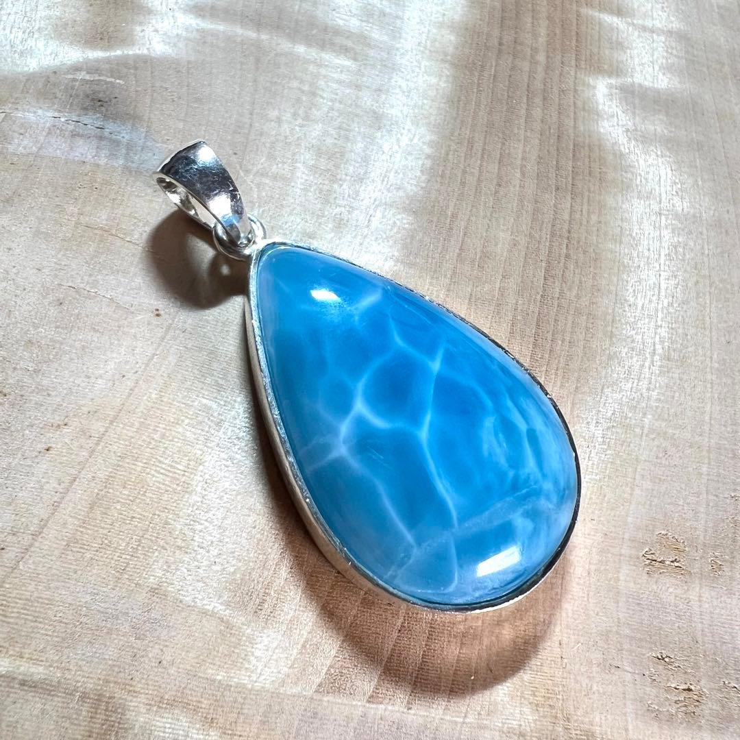 高品質　ラリマー　ペンダント　ネックレス　silver925 3-8