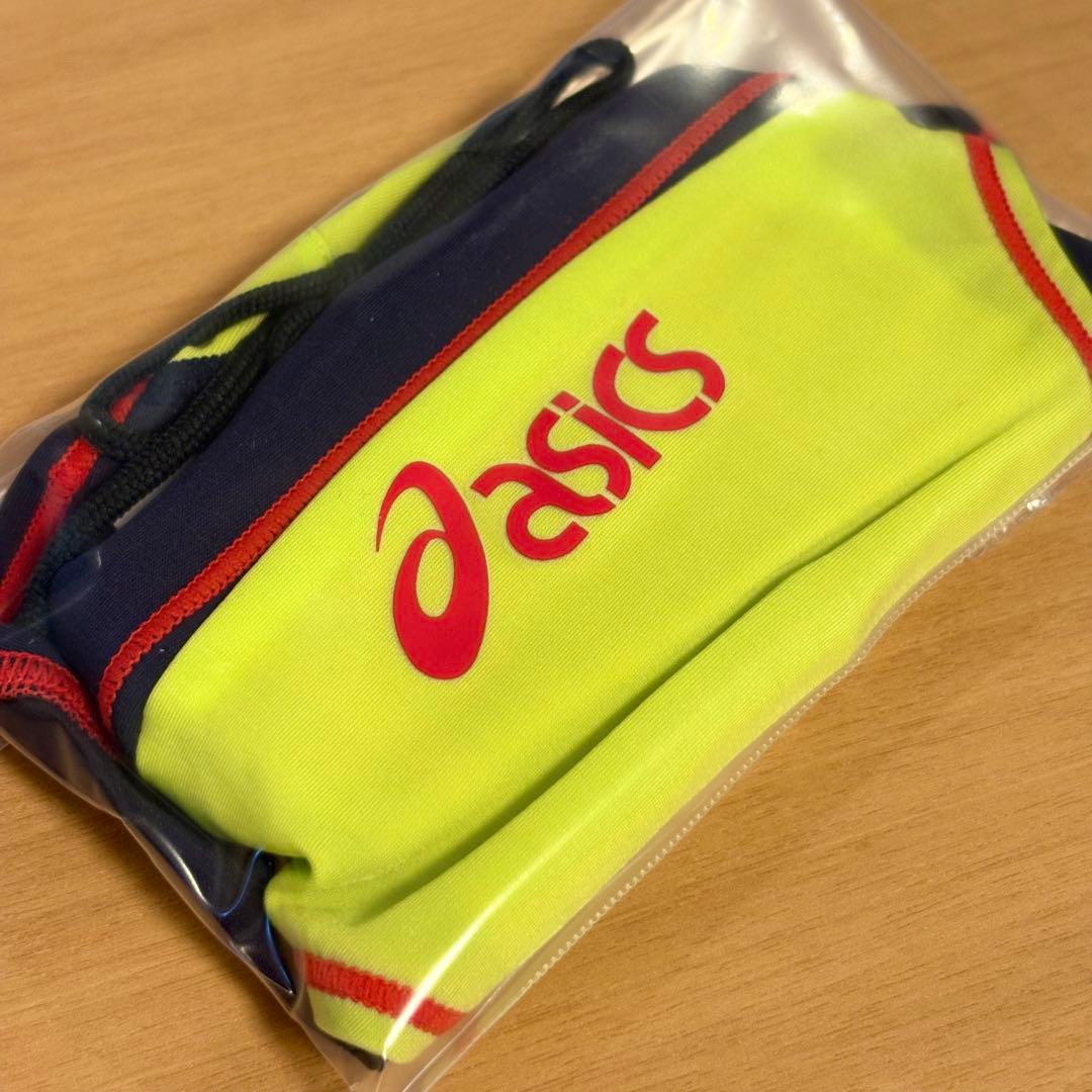 【新品】asics AMA25P P2 競パン 蛍光黄/赤ステッチ 競泳水着