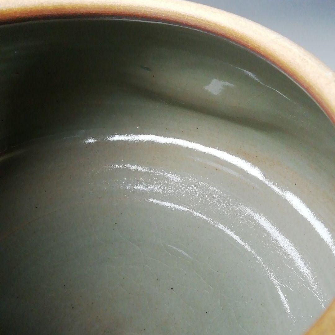 Ｔ２０１　水指　『雲鶴青磁蜜柑』『藤井永祥造』　共箱　茶道具