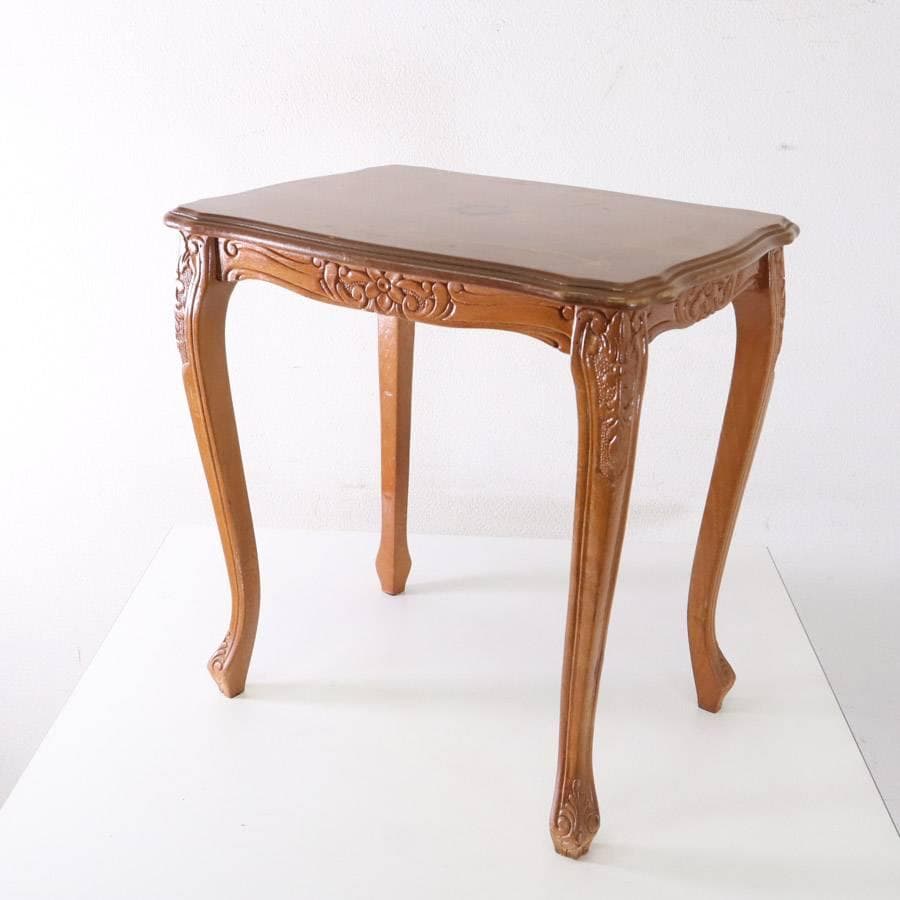 イタリア製クラシカル家具 象嵌細工 猫脚 ネストテーブル 中 幅45cm