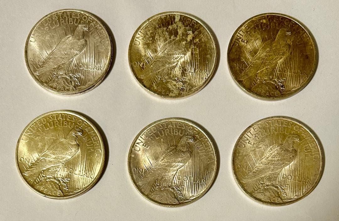 アメリカ　ピースダラー銀貨6枚セット(1922年5枚、1923年1枚)
