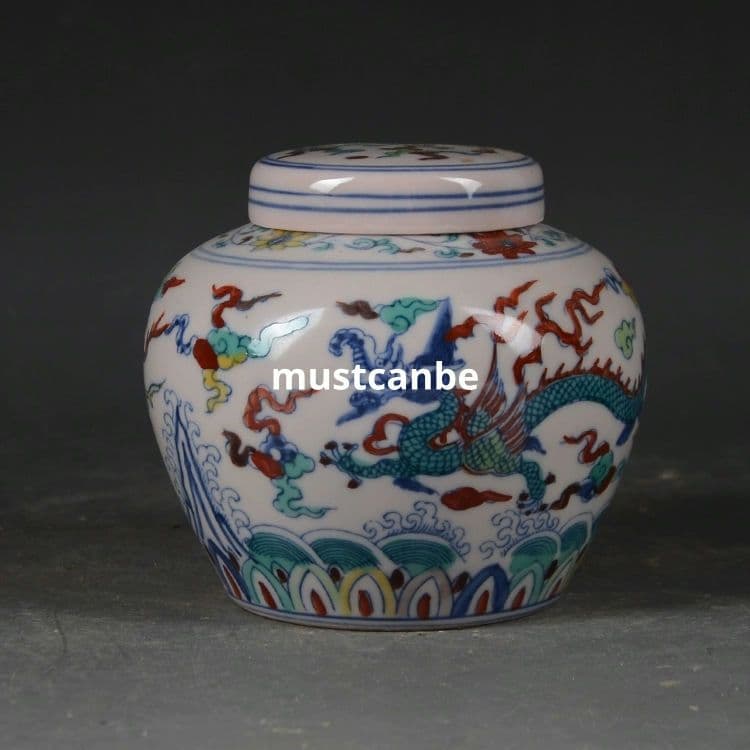 斗彩龍鳳紋紅胎天字壺茶壺 景徳鎮 陶磁器 装飾品 現代工芸品 美術品 置物