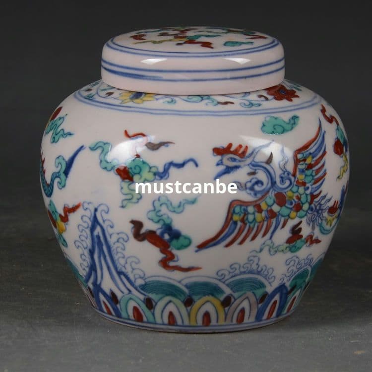 斗彩龍鳳紋紅胎天字壺茶壺 景徳鎮 陶磁器 装飾品 現代工芸品 美術品 置物