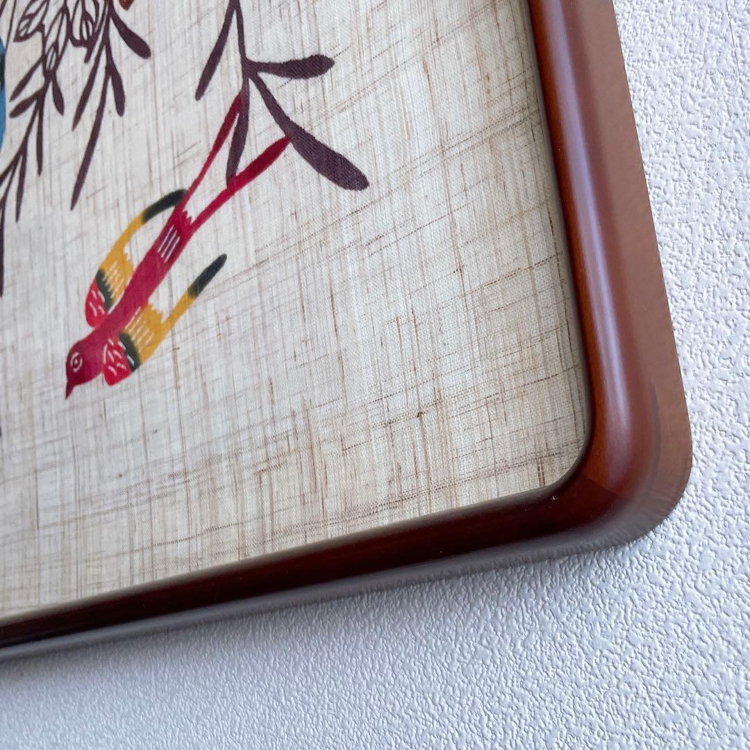 琉球紅型 びんがた 額入り 花籠と燕 沖縄 染物 インテリア