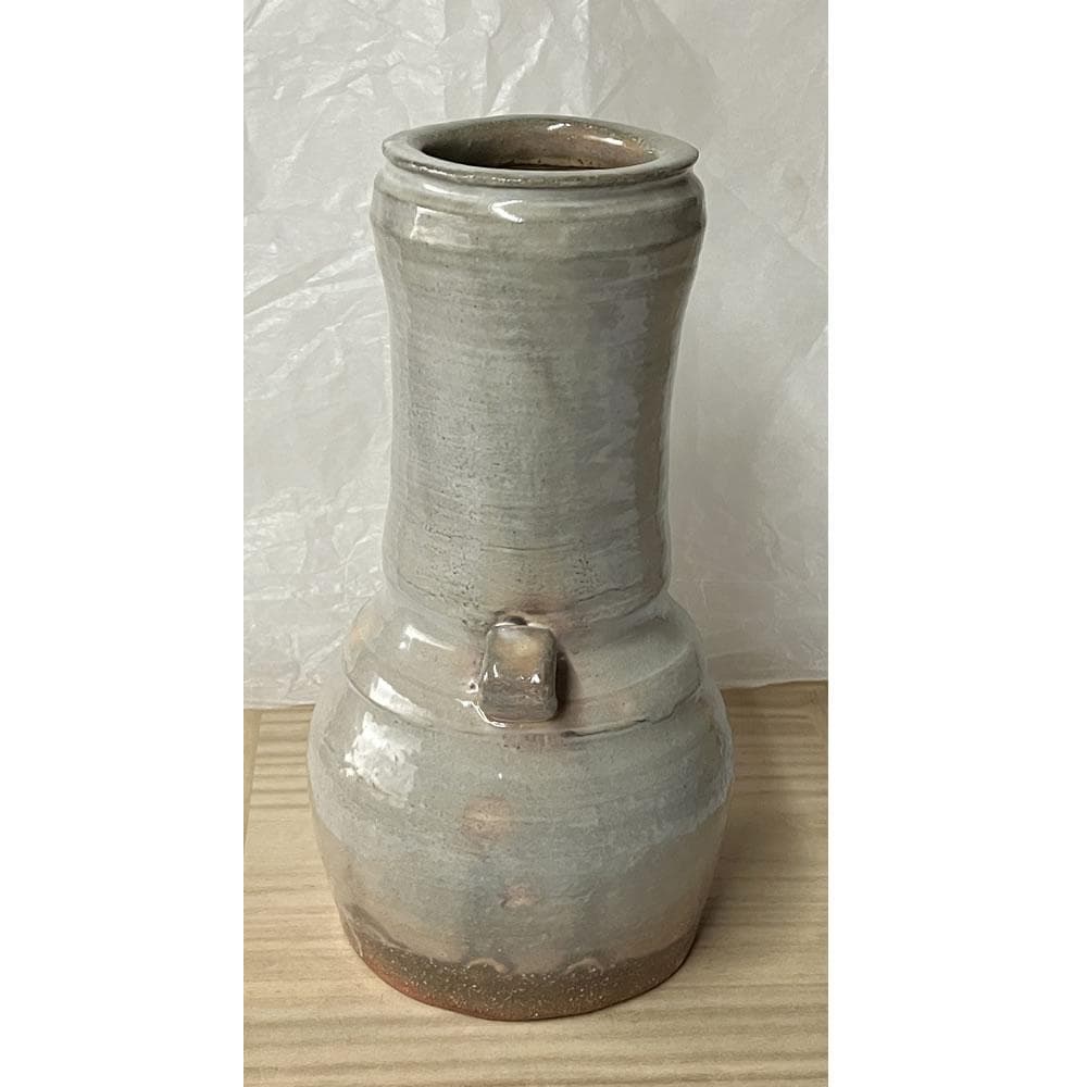 y023 十五代 坂倉新兵衛 萩焼 耳付 花入 共箱 茶道具