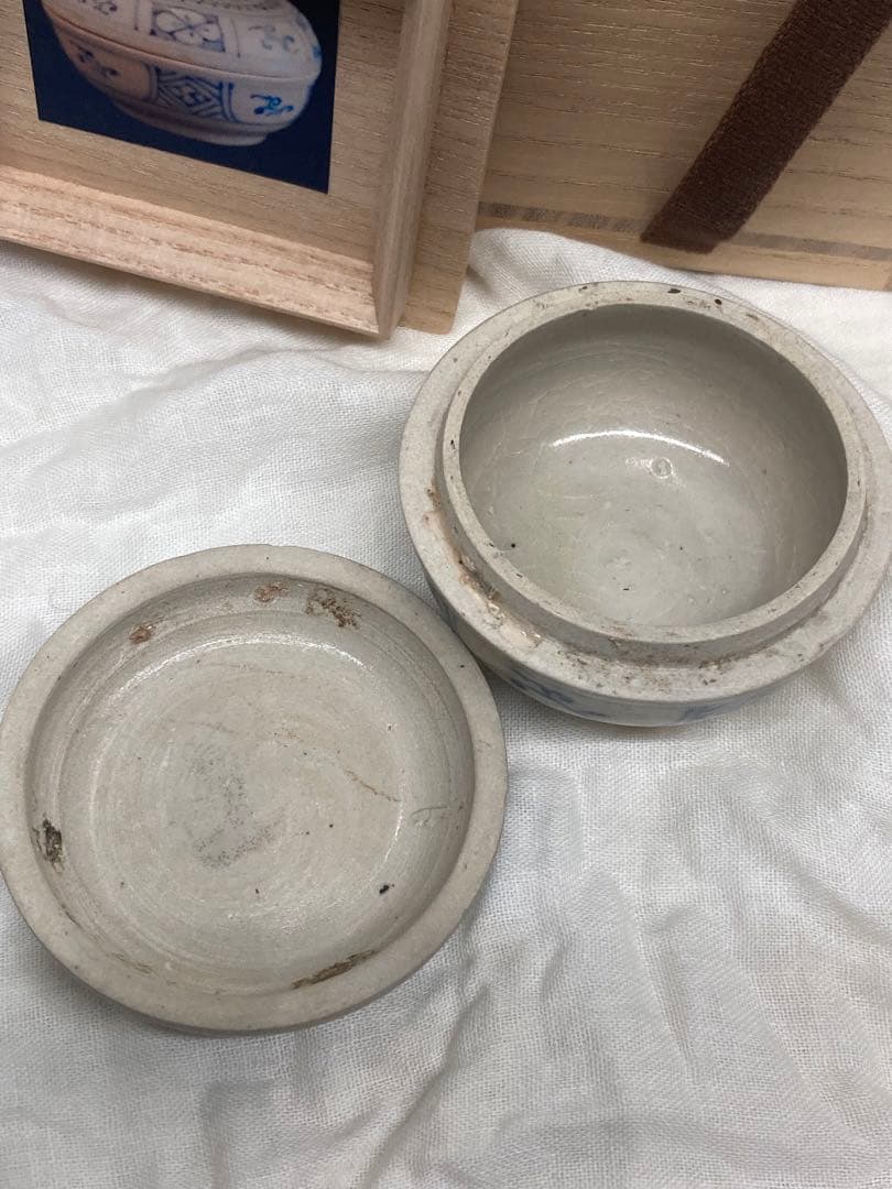 合器 合子 呉須 染付 安南 骨董 呉須 染付 中国骨董 ベトナム 香合 茶道具