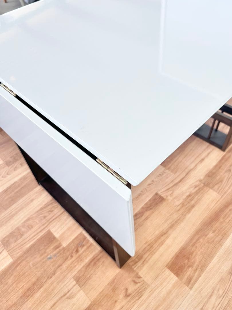 K.ダイニングテーブル　机　折りたたみ　白　ホワイト　黒