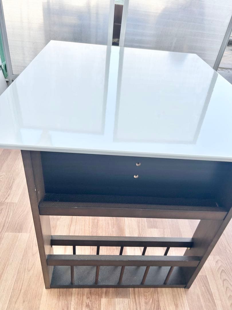 K.ダイニングテーブル　机　折りたたみ　白　ホワイト　黒