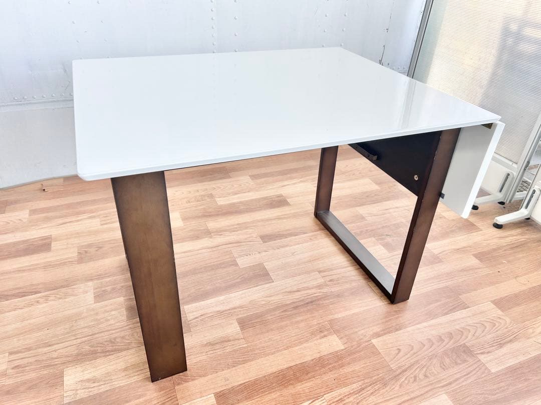 K.ダイニングテーブル　机　折りたたみ　白　ホワイト　黒
