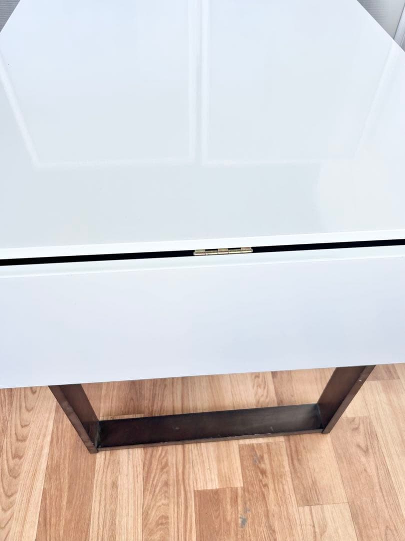 K.ダイニングテーブル　机　折りたたみ　白　ホワイト　黒