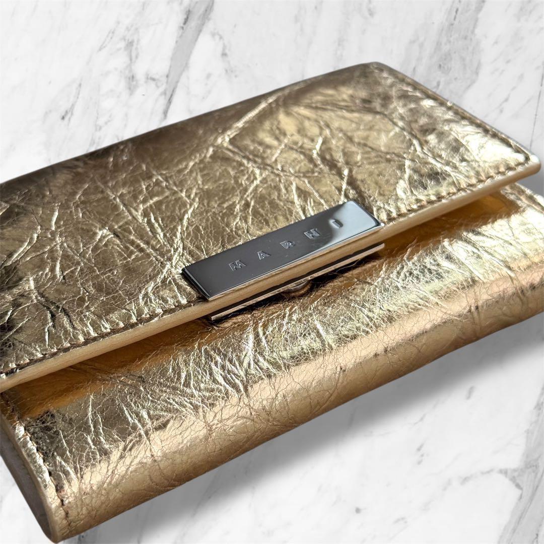 MARNI マルニ　Prisma Wallet　ゴールド　プリズマ　財布 ミニ