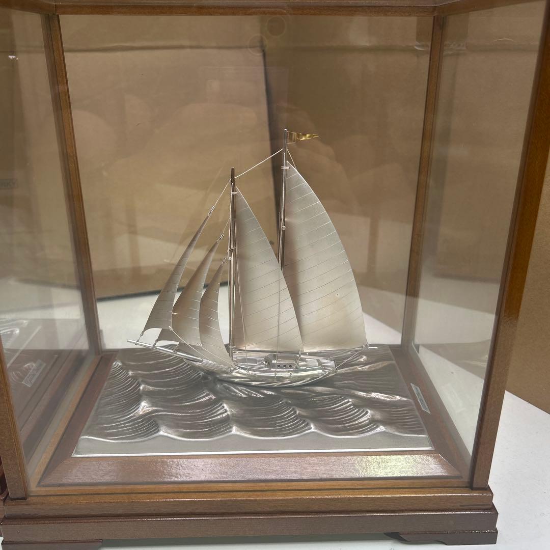 5795関武比古作 銀細工 ヨット 帆船 2隻 TAKEHIKO SILVER