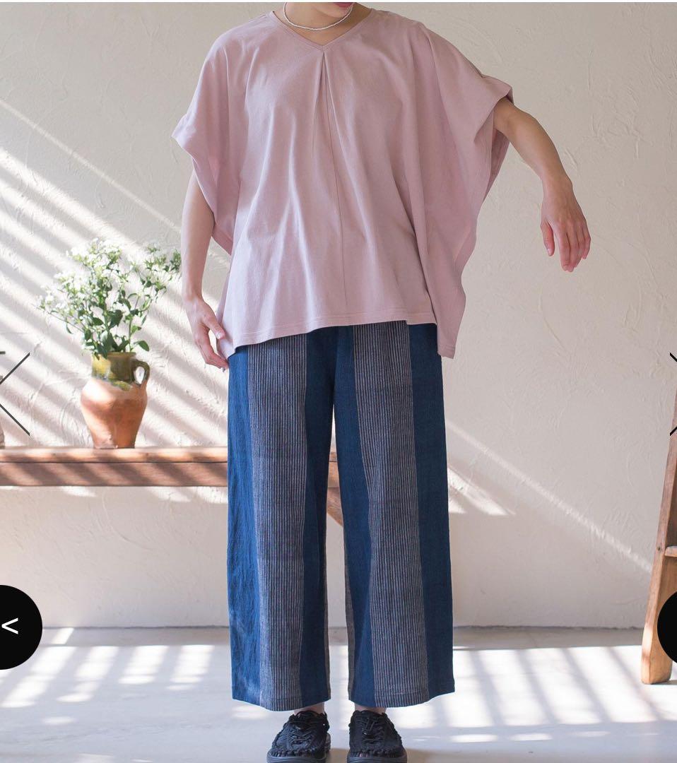 【手織】藍染ストレートワイドパンツ　シサム工房