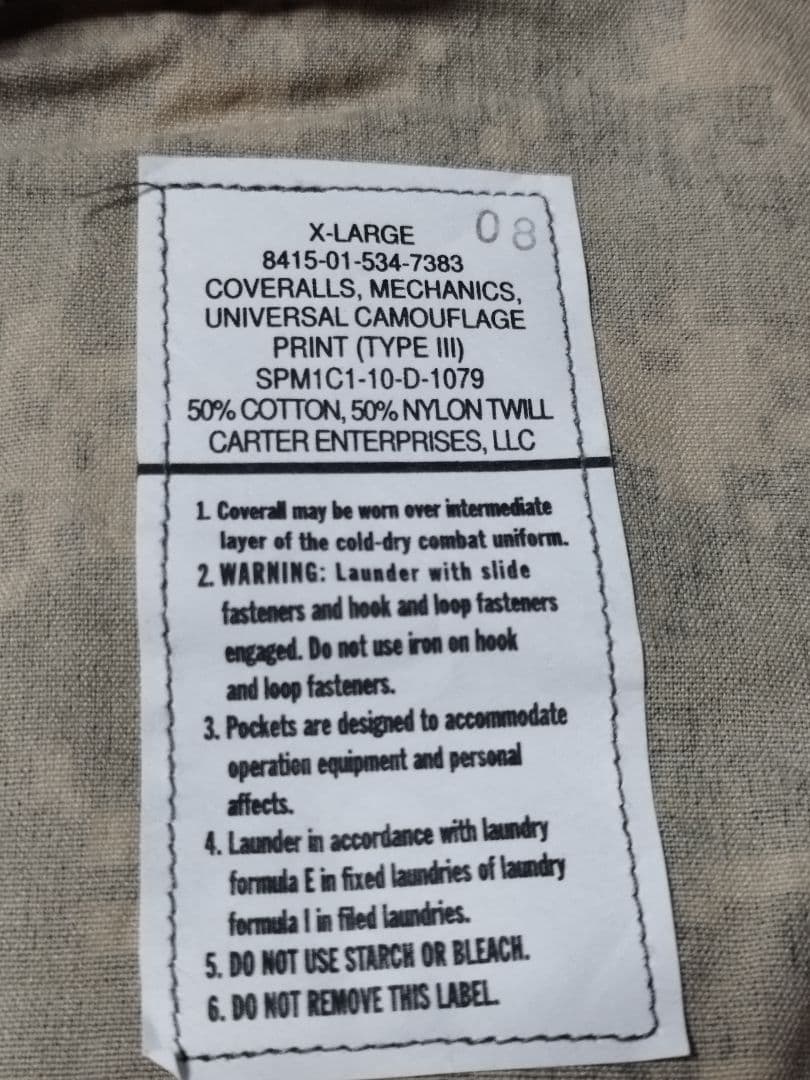 (4998)米軍実物　ＡＲＭＹメカニックスカバーオール　新品未使用　レア