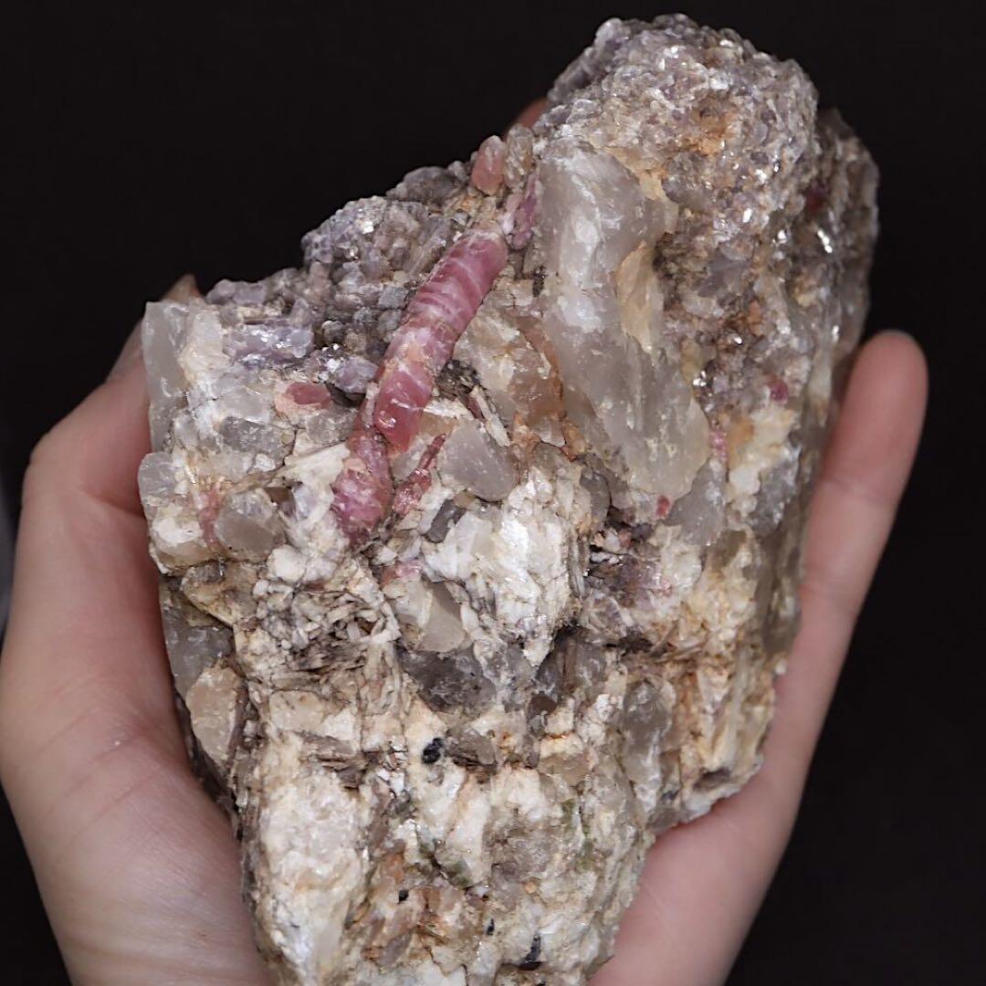 ピンクトルマリン 母岩 スモーキークォーツ 電気石 758,4g T632 原石