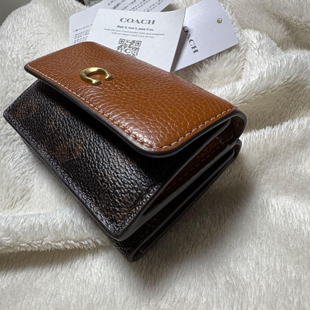 新品未使用✨️ COACH 三つ折り コンパクト 財布 ブラウン馬車