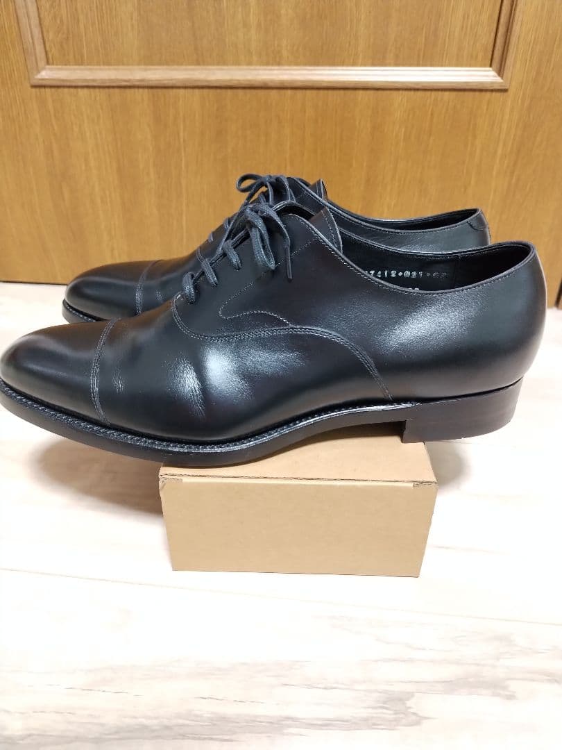 三陽山長 友二郎 ラバーソール 9 1/2 ブラック【美中古】ストレートチップ