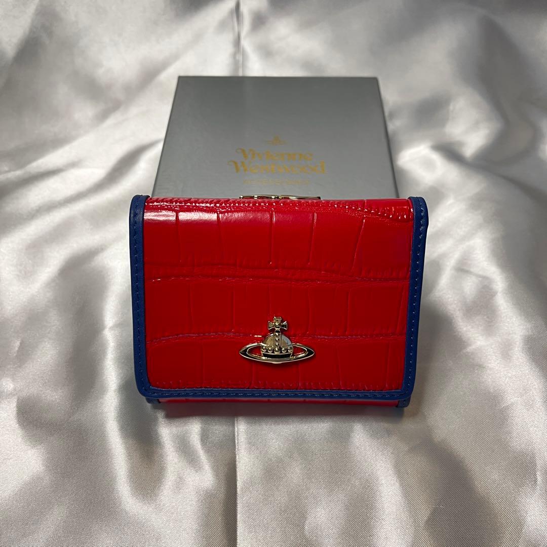 新品 Vivienne Westwood レッド青ライン 三つ折り財布