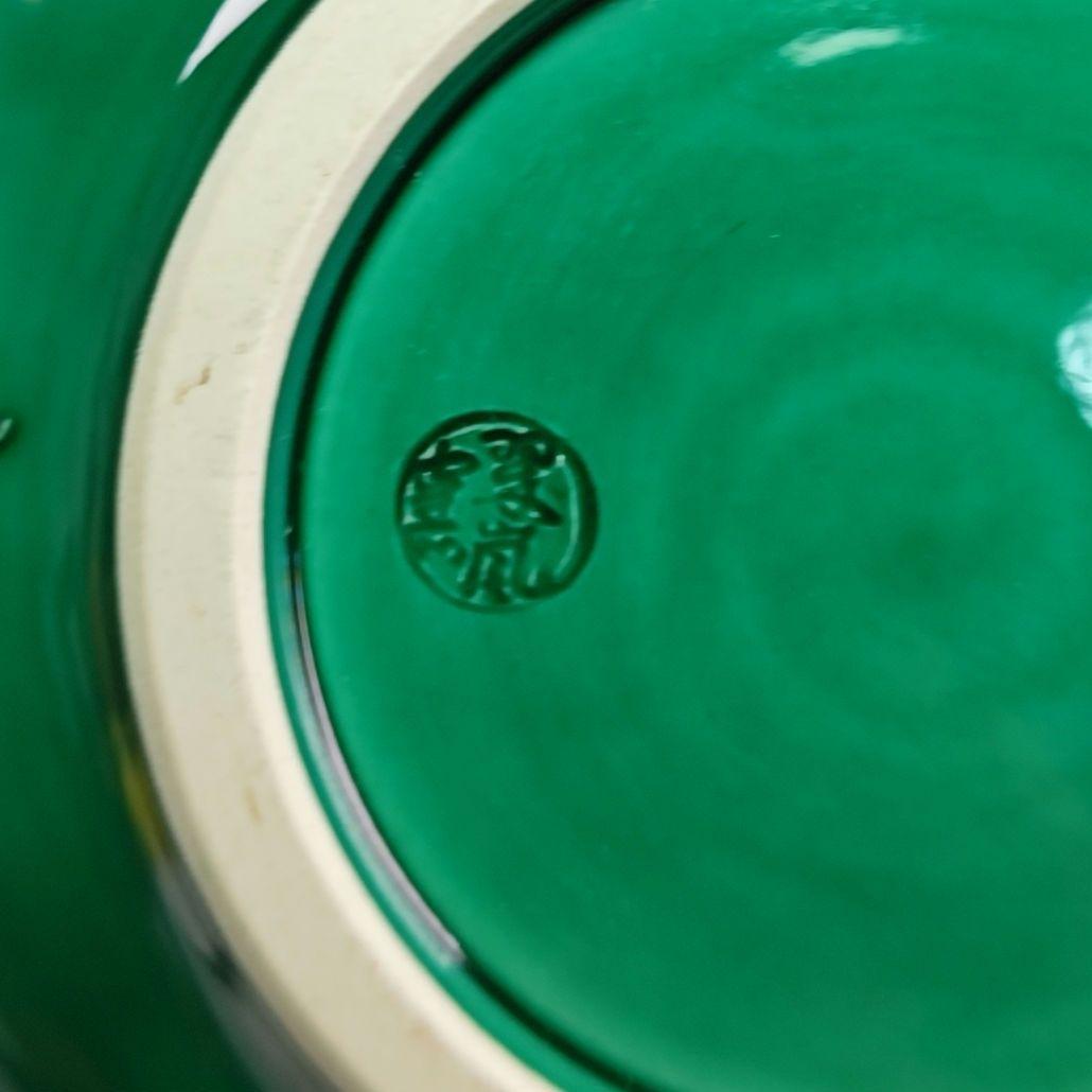 イ987 皆具『中村翠嵐窯』『青交趾　花丸　皆具　共箱』茶道具　水指　健水　蓋置