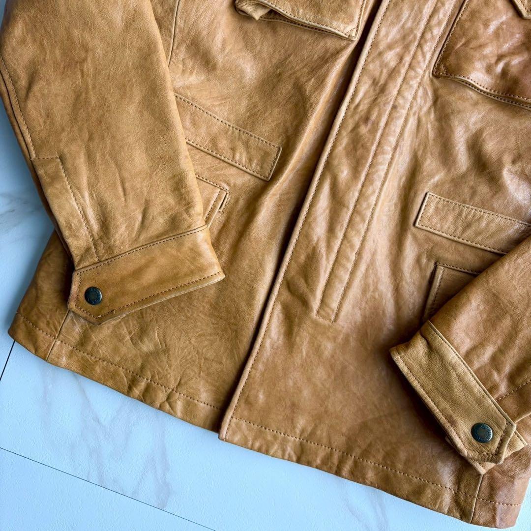 希少◆AVIREX ラムレザー 羊革 シングル ライダース ジャケット S