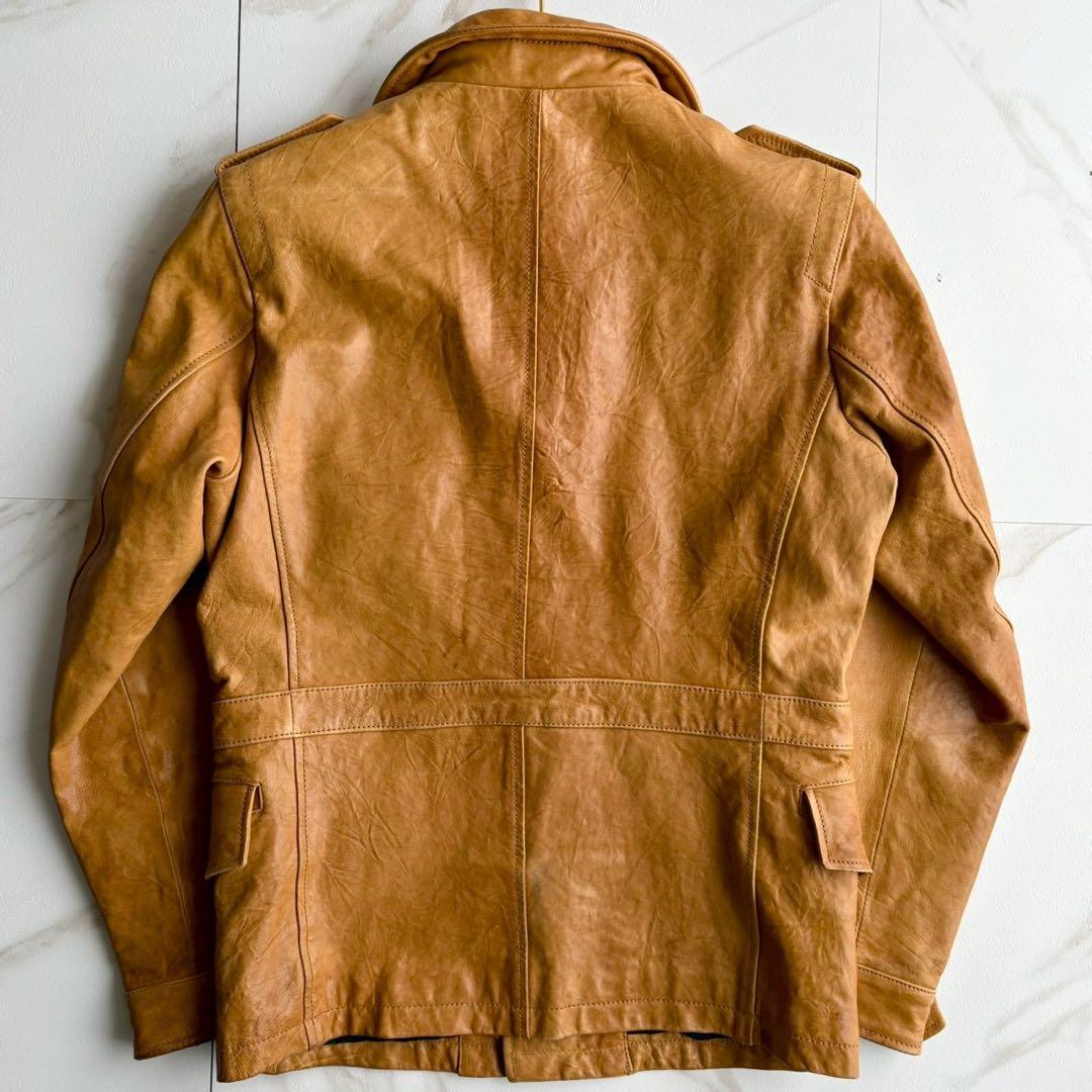 希少◆AVIREX ラムレザー 羊革 シングル ライダース ジャケット S
