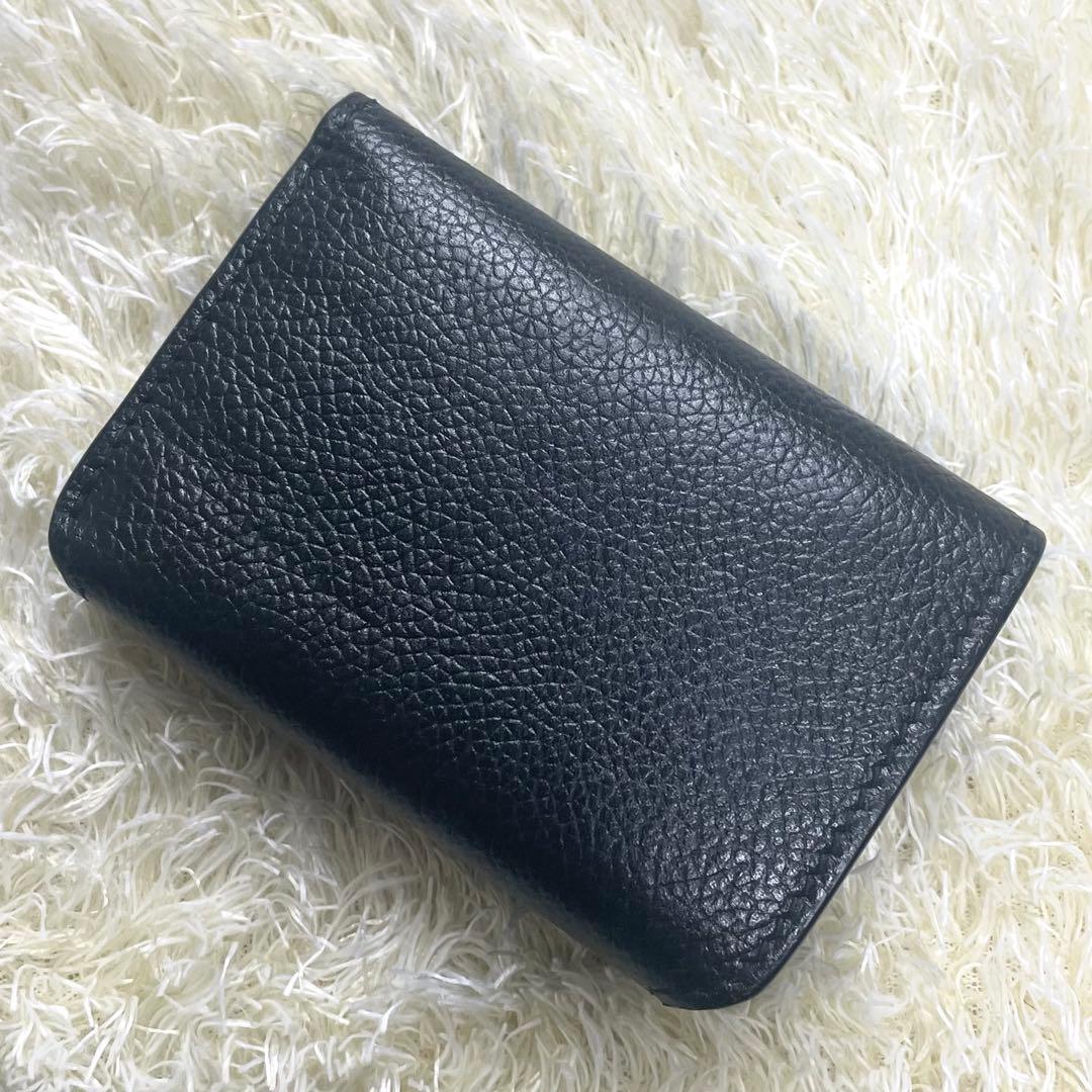 美品 バレンシアガ エブリデイ 三つ折り財布 コンパクト シボ皮 ブラック