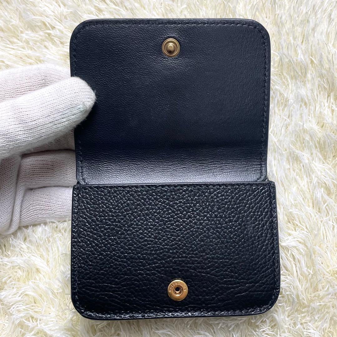 美品 バレンシアガ エブリデイ 三つ折り財布 コンパクト シボ皮 ブラック