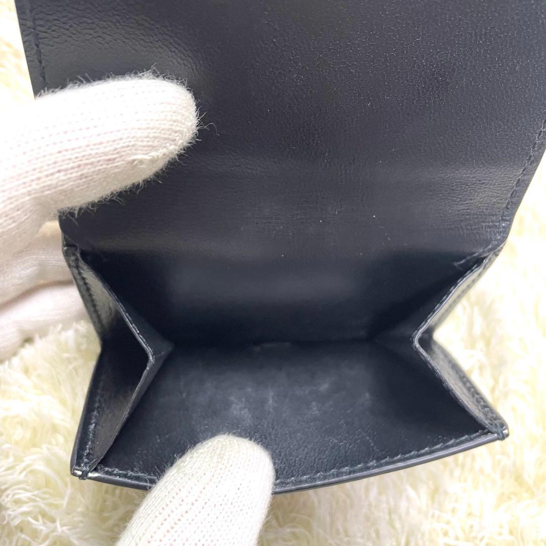 美品 バレンシアガ エブリデイ 三つ折り財布 コンパクト シボ皮 ブラック