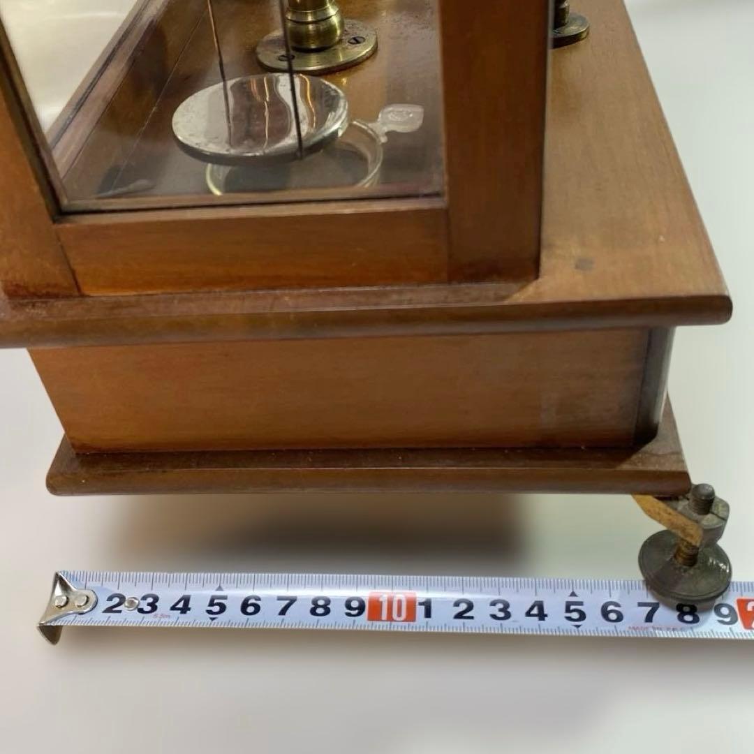アンティーク 木製天秤 ガラスケース付き 動作可