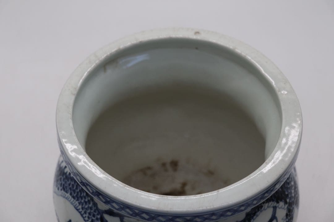 中国　染付　龍紋唾壺　送料込み250116