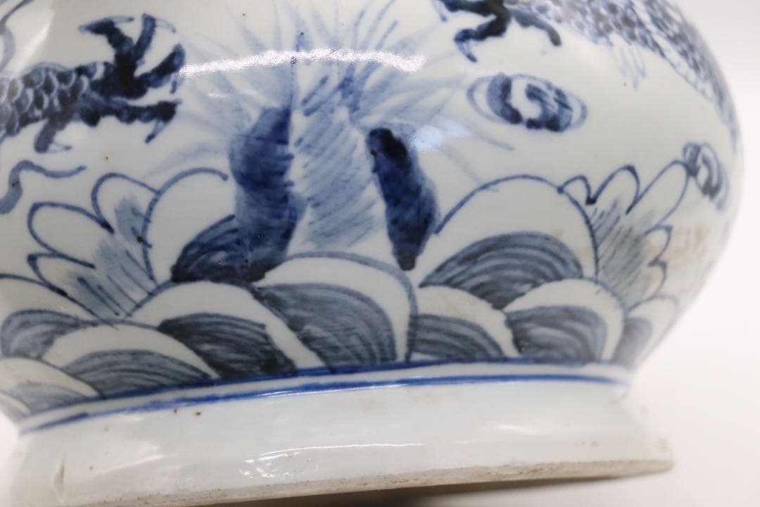 中国　染付　龍紋唾壺　送料込み250116