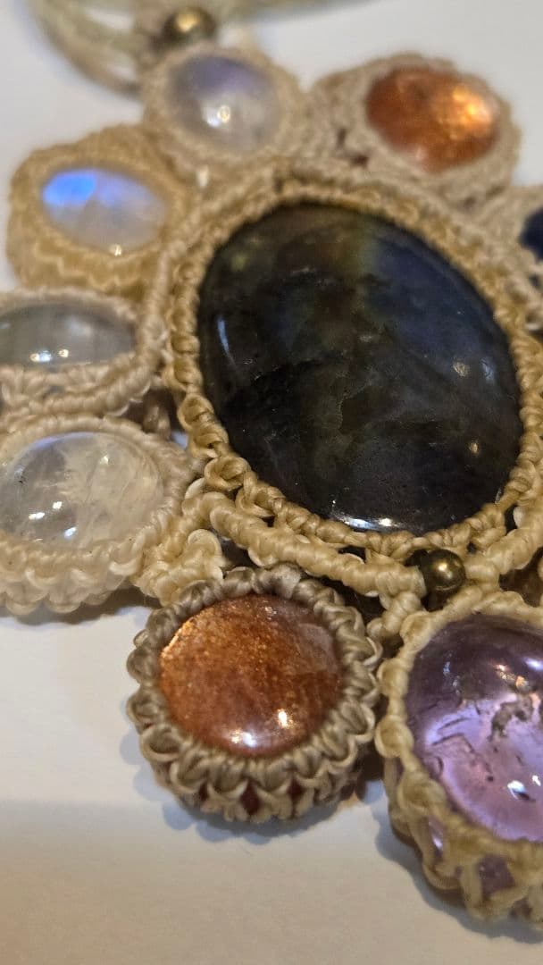 天然石 マクラメ編みネックレス