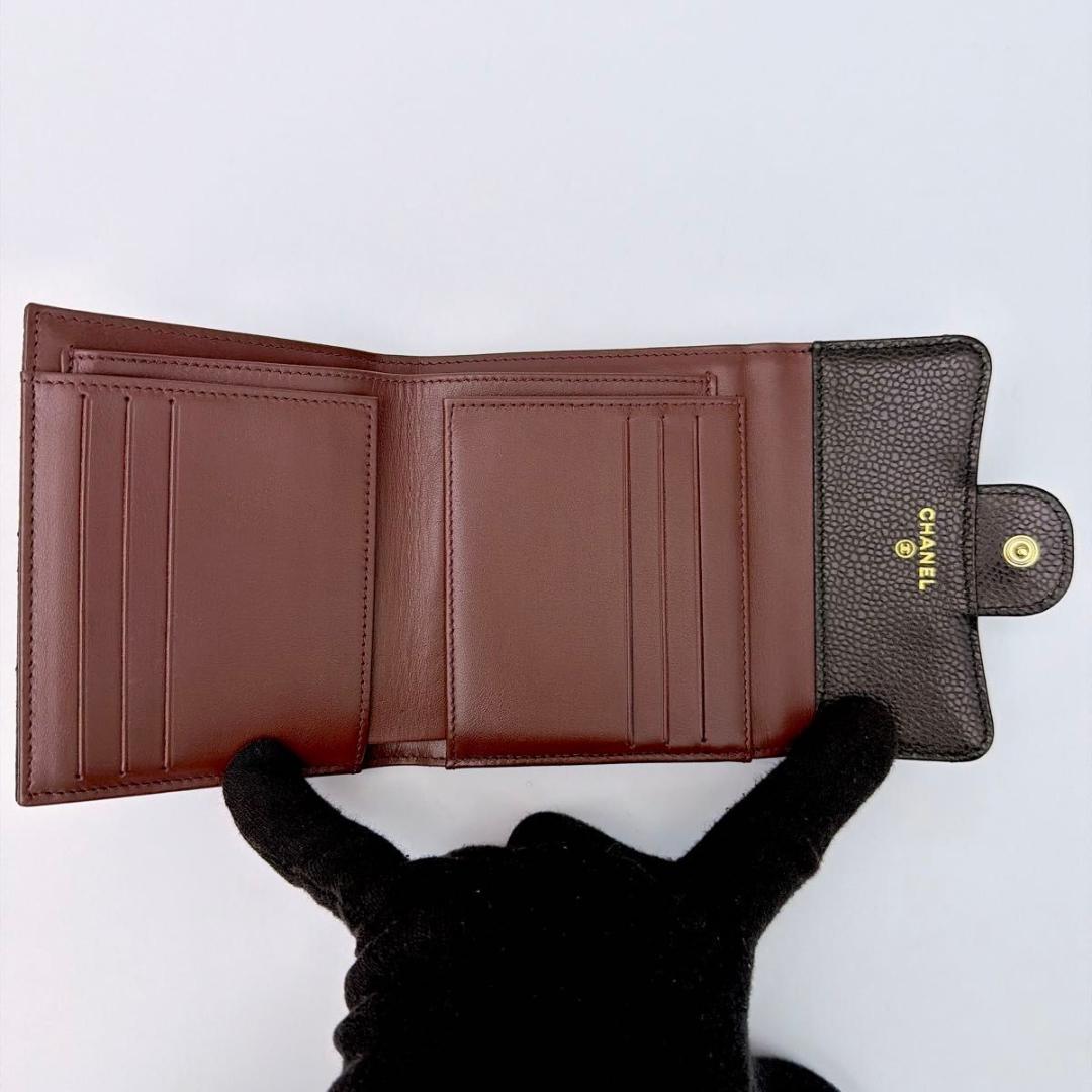 【yukari】シャネル ココマーク マトラッセ 三つ折り財布 コンパク