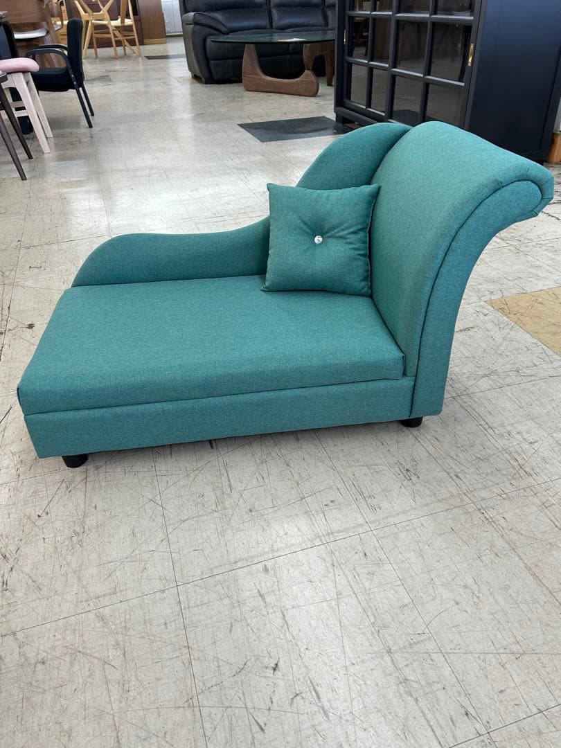 キッズ、ペット用片側アームソファ　アクアブルー