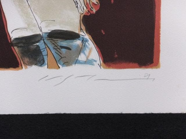 池田満寿夫　直筆サイン『おんな・おとこヨリ　そのカフェーで』リトグラフ1010Z