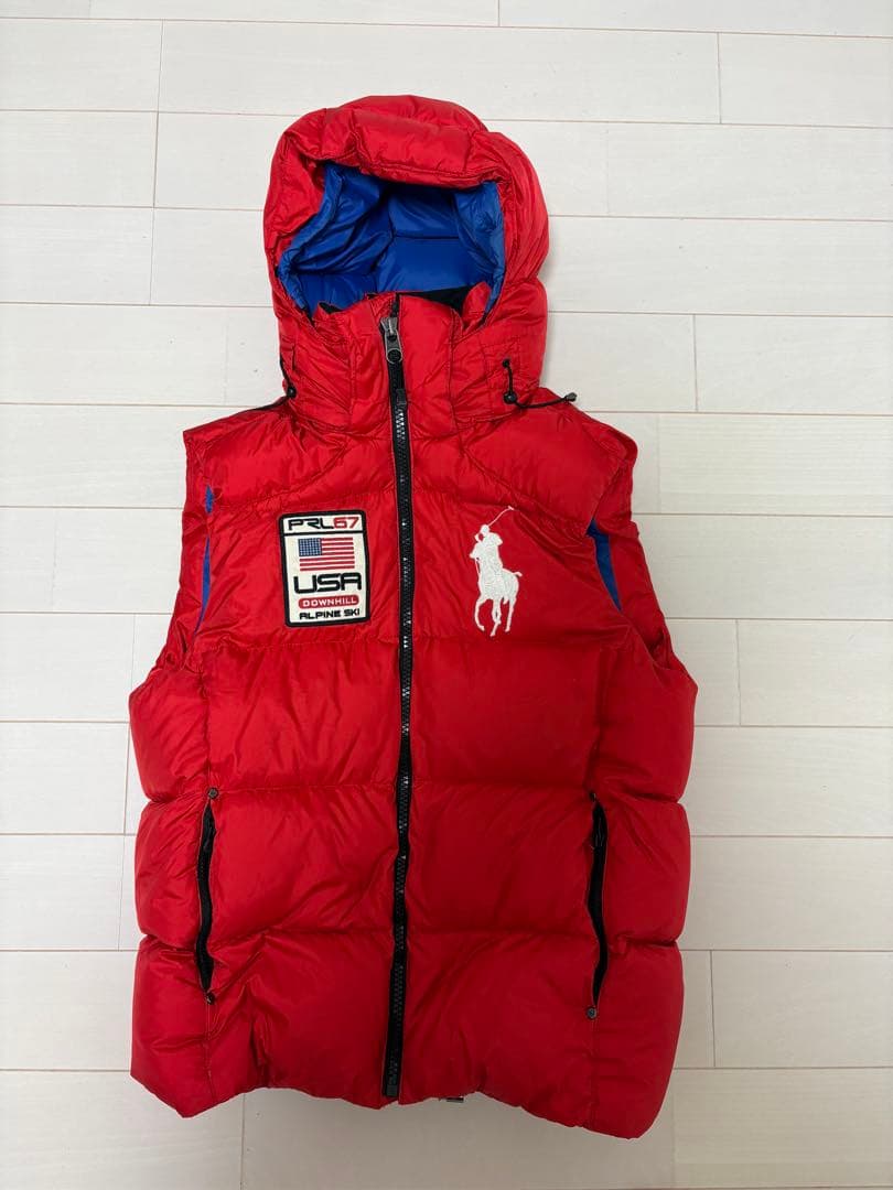 POLO RALPH LAUREN フード付きダウンベスト 赤