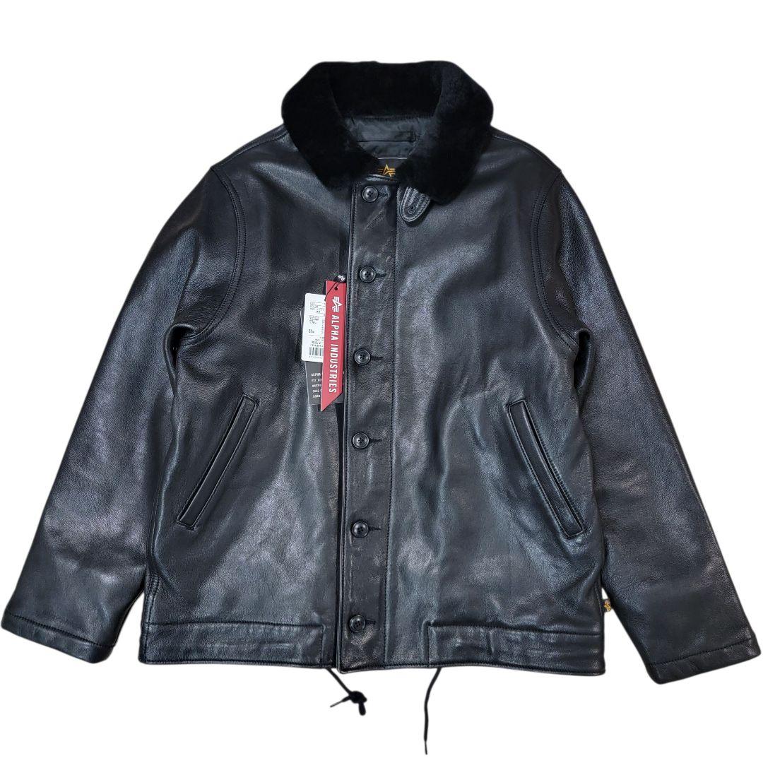 新品 定価11万 アルファ ALPHA レザー N-1 デッキジャケット 黒