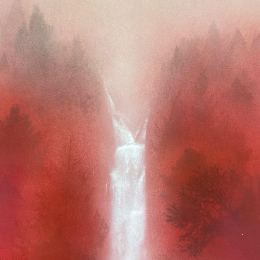 美品 掛け軸 中川幸彦作「秋韻瀑聲図」共箱 美術年鑑掲載 太巻き付 秋掛け