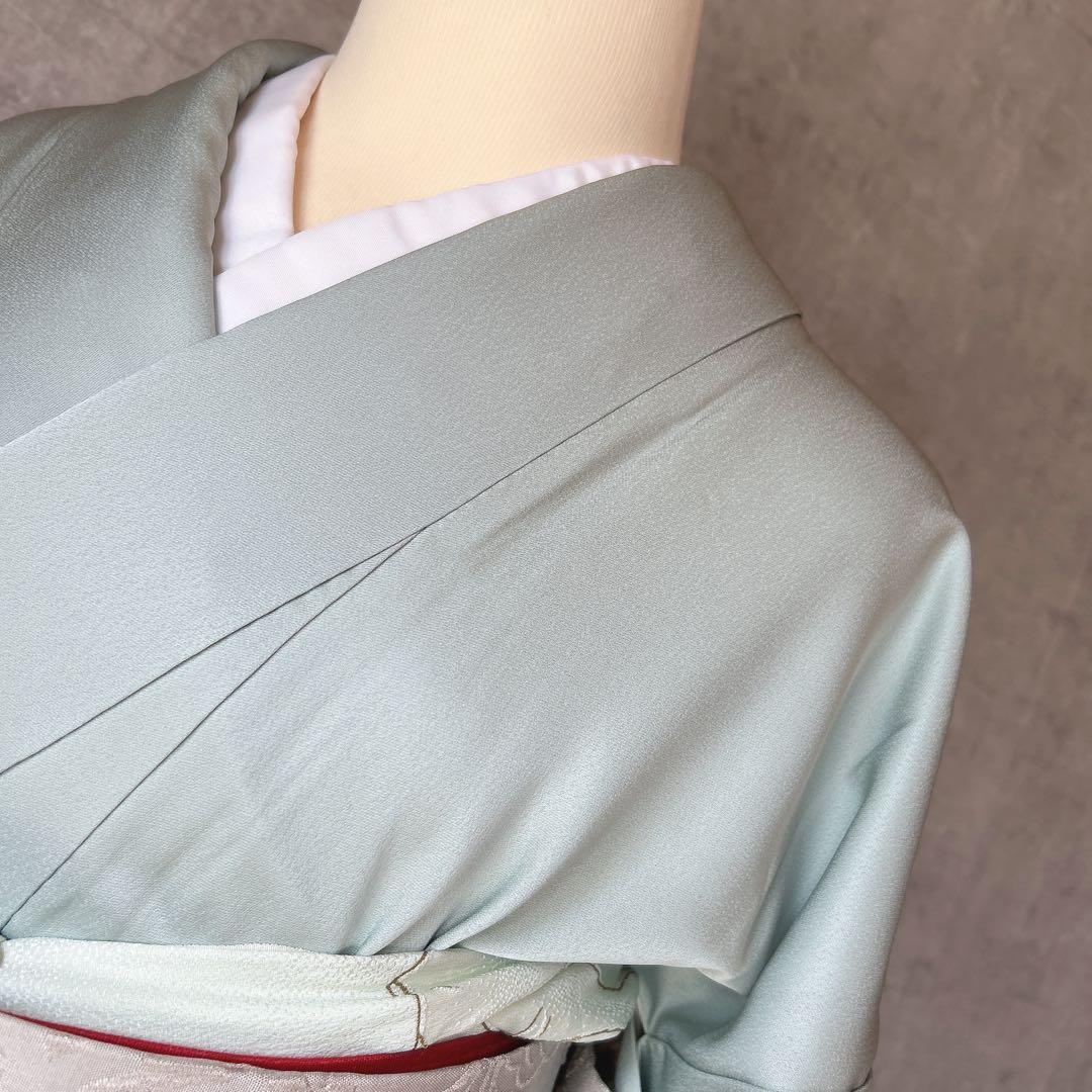 訪問着　フルセット　正絹　付け下げ　着物　海　泡　千地泰弘　作家物　A0