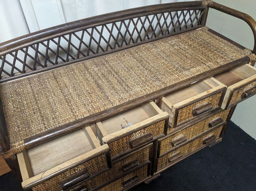 K.F.C★希少 アンティーク 藤製　棚　タンス 収納家具