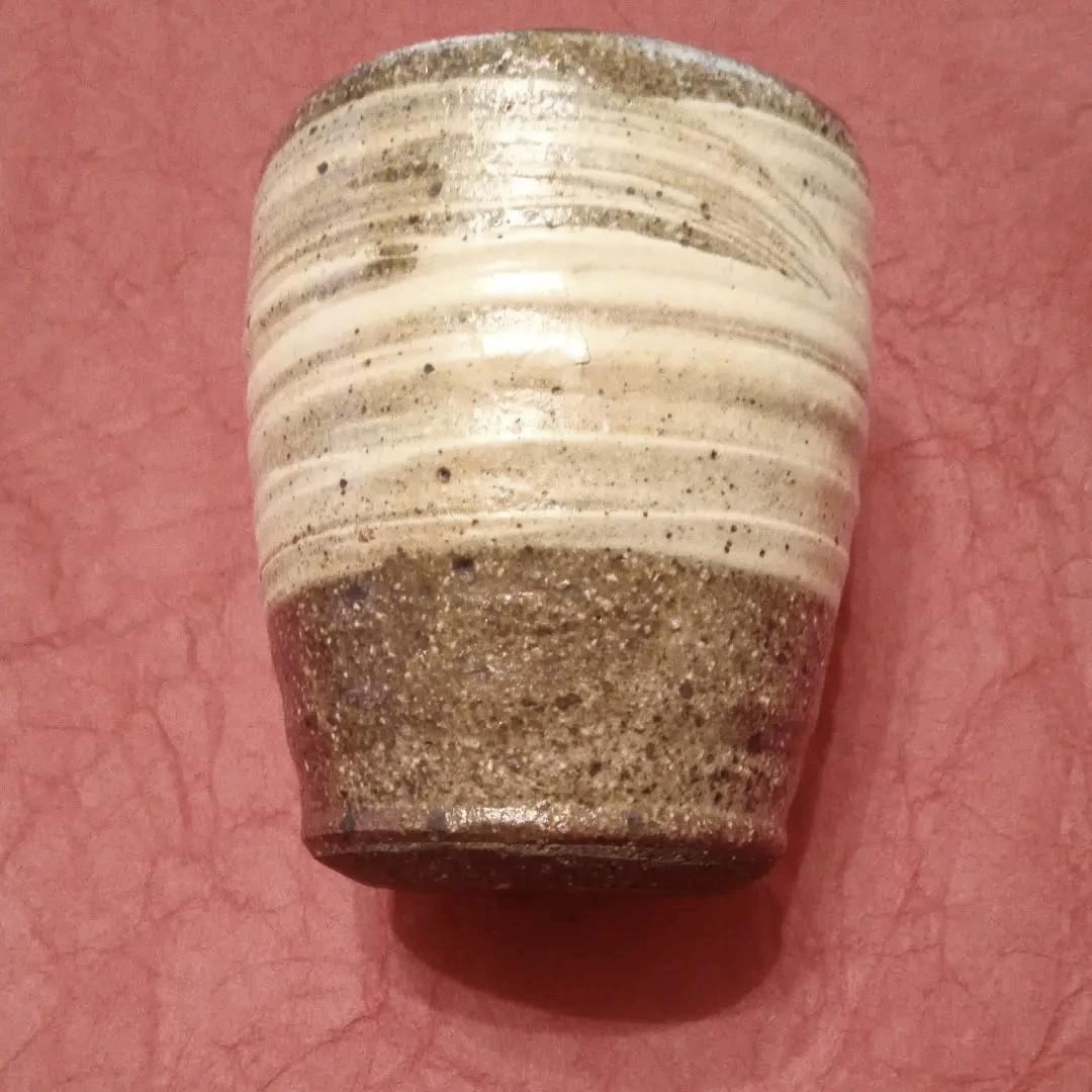 信楽焼　灰釉刷毛目湯呑み5客揃い