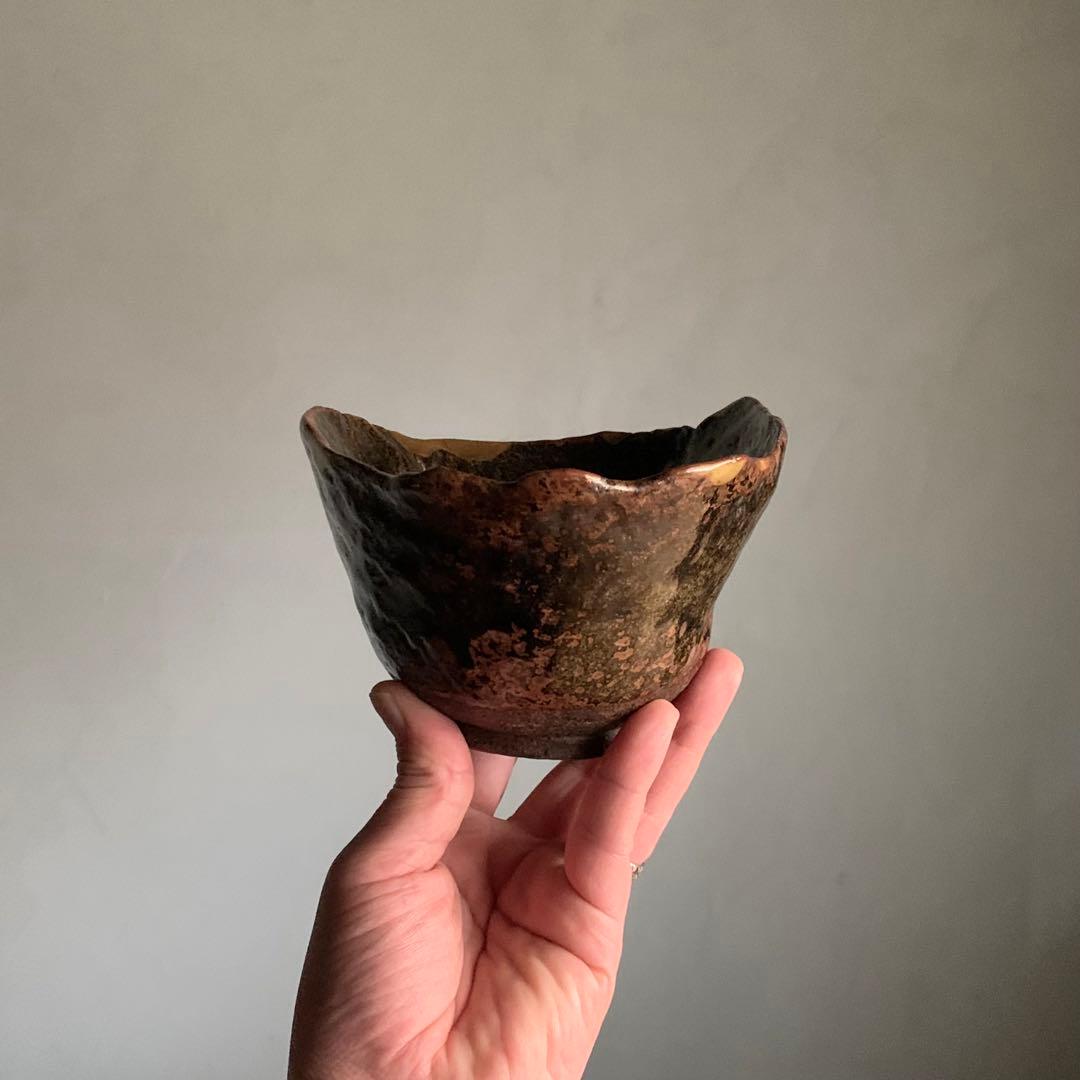 古丹波 蓮葉形 茶碗 鉢 茶道具 古美術 茶碗 古道具 アンティーク 丹波焼