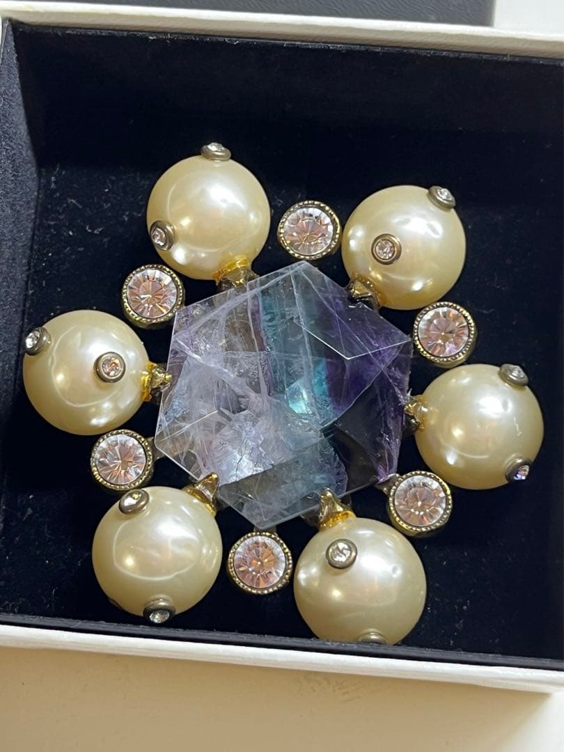 希少 美品 CHANEL シャネル ストーン パール ブローチ