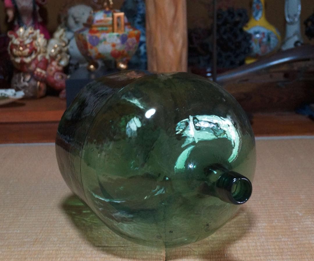 特大デミジョンボトル ガラスビン 古いガラス 美しい気泡と色合いインテリア花瓶