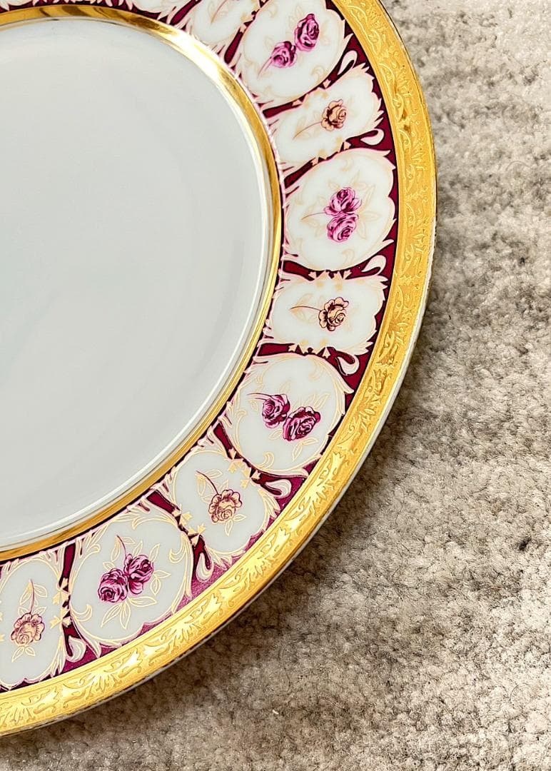 アビランド　リモージュ　ヴィンテージ　薔薇　ディナープレート　２５．４ｃｍ　金縁