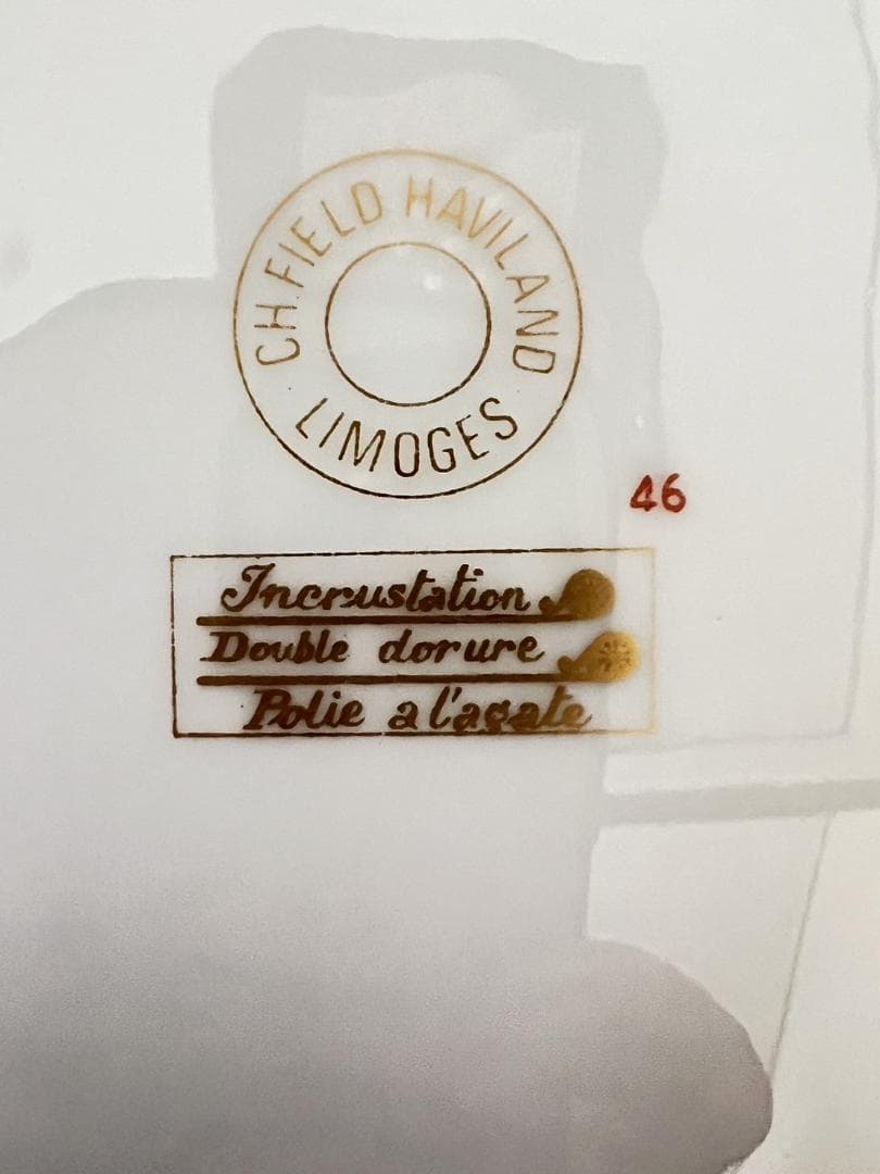 アビランド　リモージュ　ヴィンテージ　薔薇　ディナープレート　２５．４ｃｍ　金縁